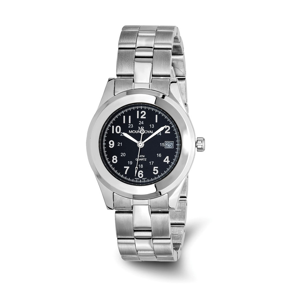 Mountroyal Mens Stainless Steel Black Dial Sport Watch, Item W9767 by The Black Bow Jewelry Co.