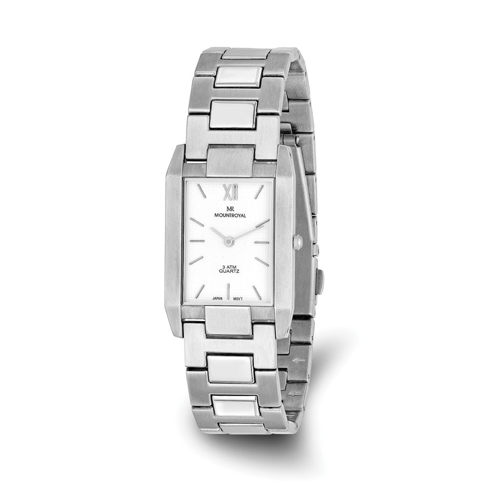 Mountroyal Mens Stainless Steel Rectangular Slim Dress Watch, Item W9768 by The Black Bow Jewelry Co.