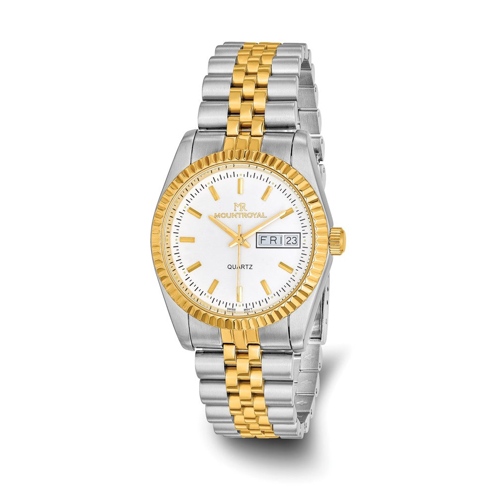 Mountroyal Mens Two-tone IP-plated White Dial Watch, Item W9769 by The Black Bow Jewelry Co.