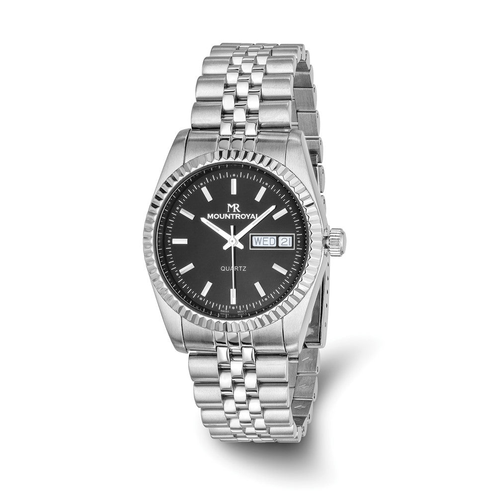 Mountroyal Mens Stainless Steel Black Dial Watch, Item W9772 by The Black Bow Jewelry Co.