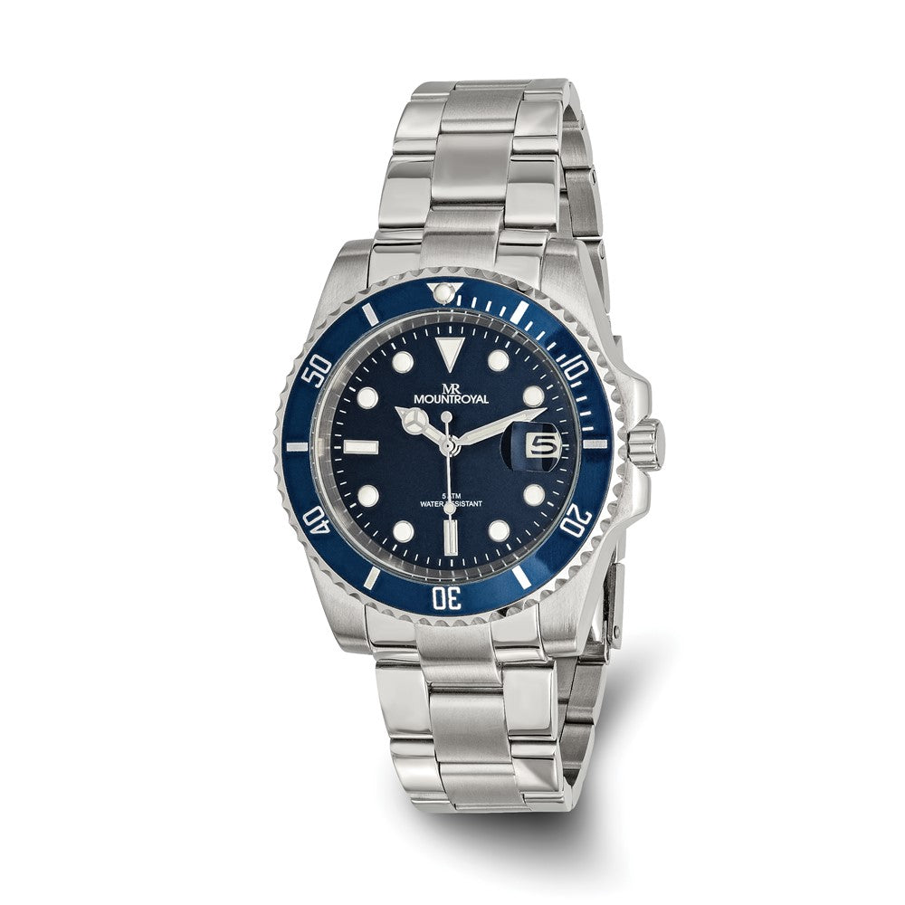 Mountroyal Mens Stainless Steel Blue Dial Divers Watch, Item W9776 by The Black Bow Jewelry Co.