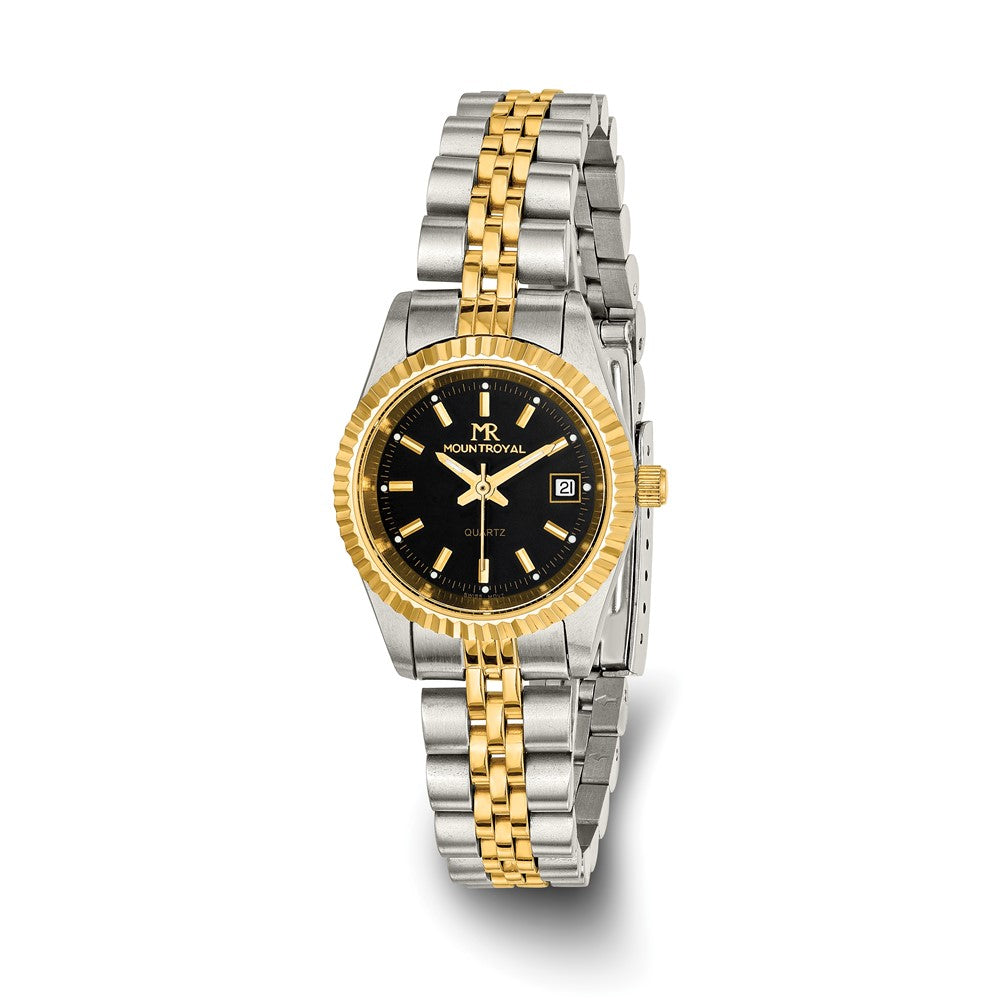 Mountroyal Ladies Two-tone IP-plated Black Dial Watch, Item W9779 by The Black Bow Jewelry Co.