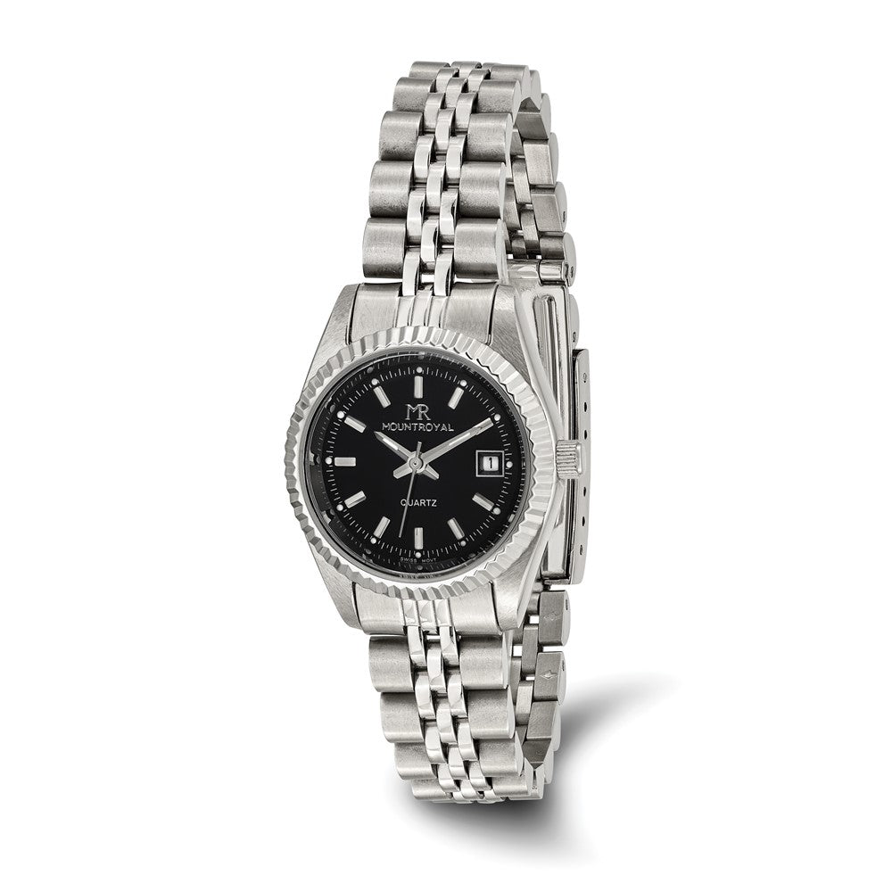 Mountroyal Ladies Stainless Steel Black Dial Watch, Item W9788 by The Black Bow Jewelry Co.