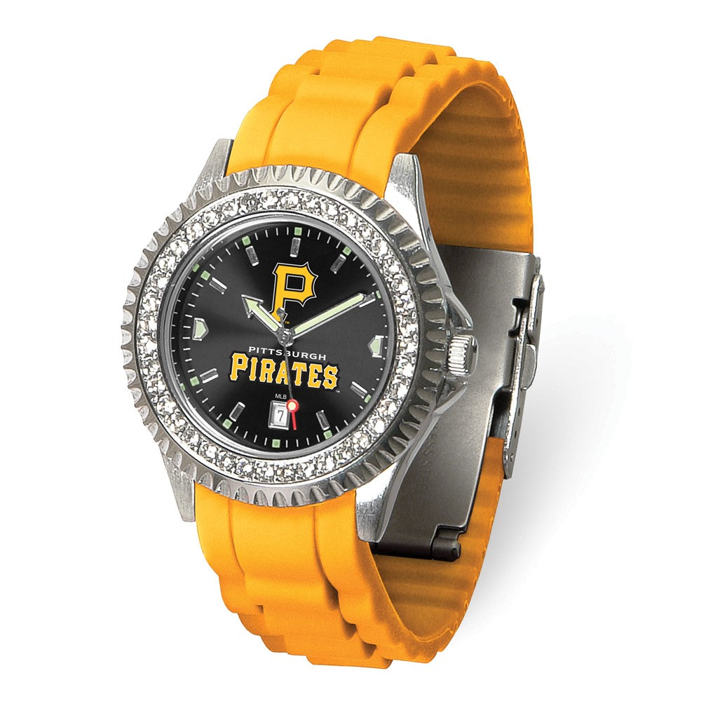 MLB Ladies Pittsburgh Pirates P Logo Sparkle Watch, Item W9903 by The Black Bow Jewelry Co.