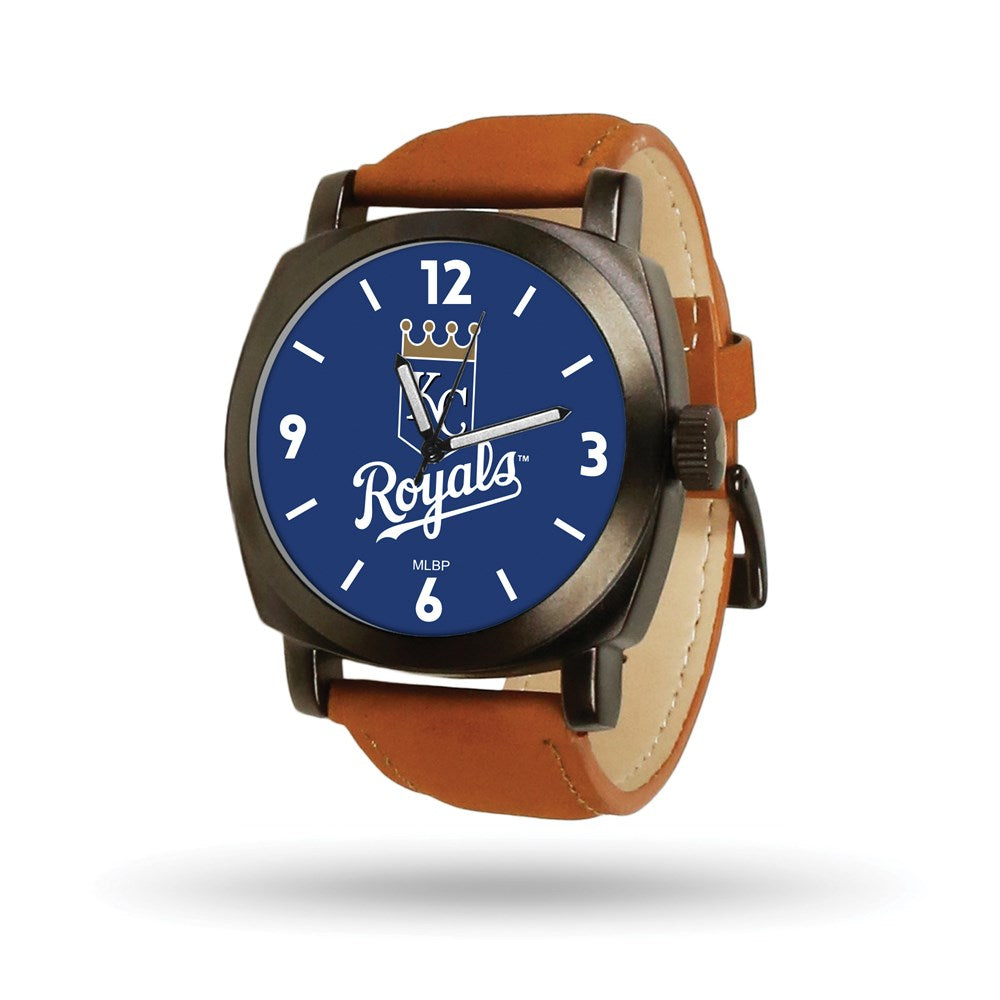 MLB Mens Kansas City Royals Brown Leather Knight Watch, Item W9977 by The Black Bow Jewelry Co.