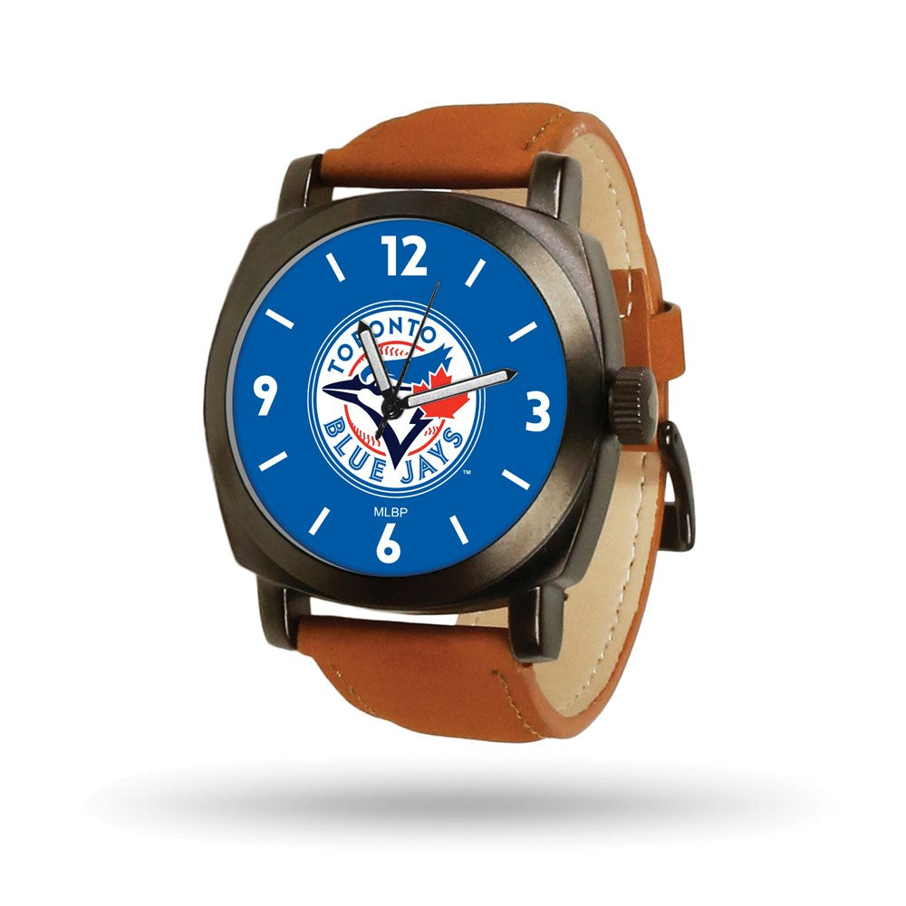 MLB Mens Toronto Blue Jays Brown Leather Knight Watch, Item W9994 by The Black Bow Jewelry Co.