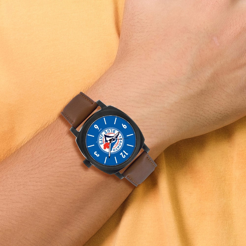 Alternate view of the MLB Mens Toronto Blue Jays Brown Leather Knight Watch by The Black Bow Jewelry Co.
