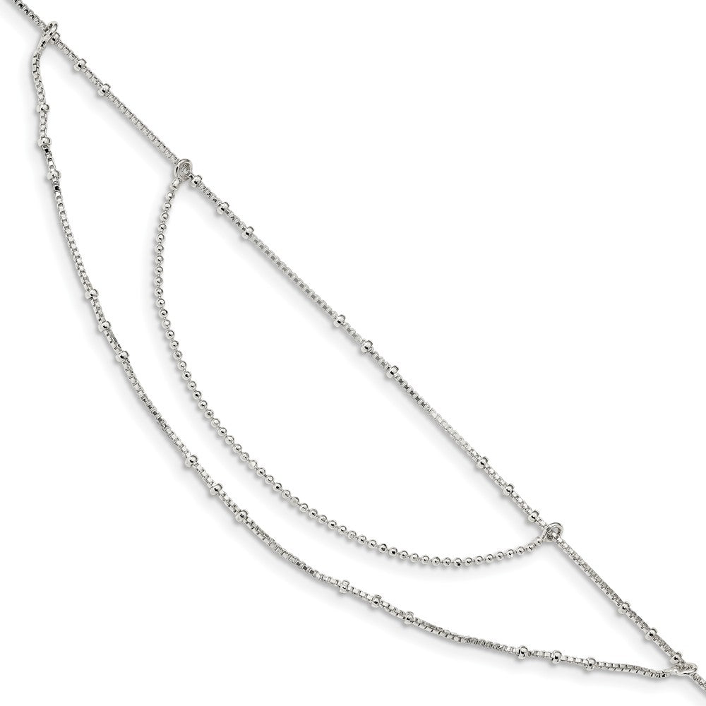 Sterling Silver Beaded Box Chain Swag Anklet, 9-10 Inch, Item A8837 by The Black Bow Jewelry Co.