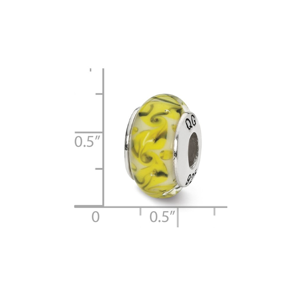 Alternate view of the Yellow, Green, White Swirl Glass &amp; Sterling Silver Bead Charm, 13mm by The Black Bow Jewelry Co.