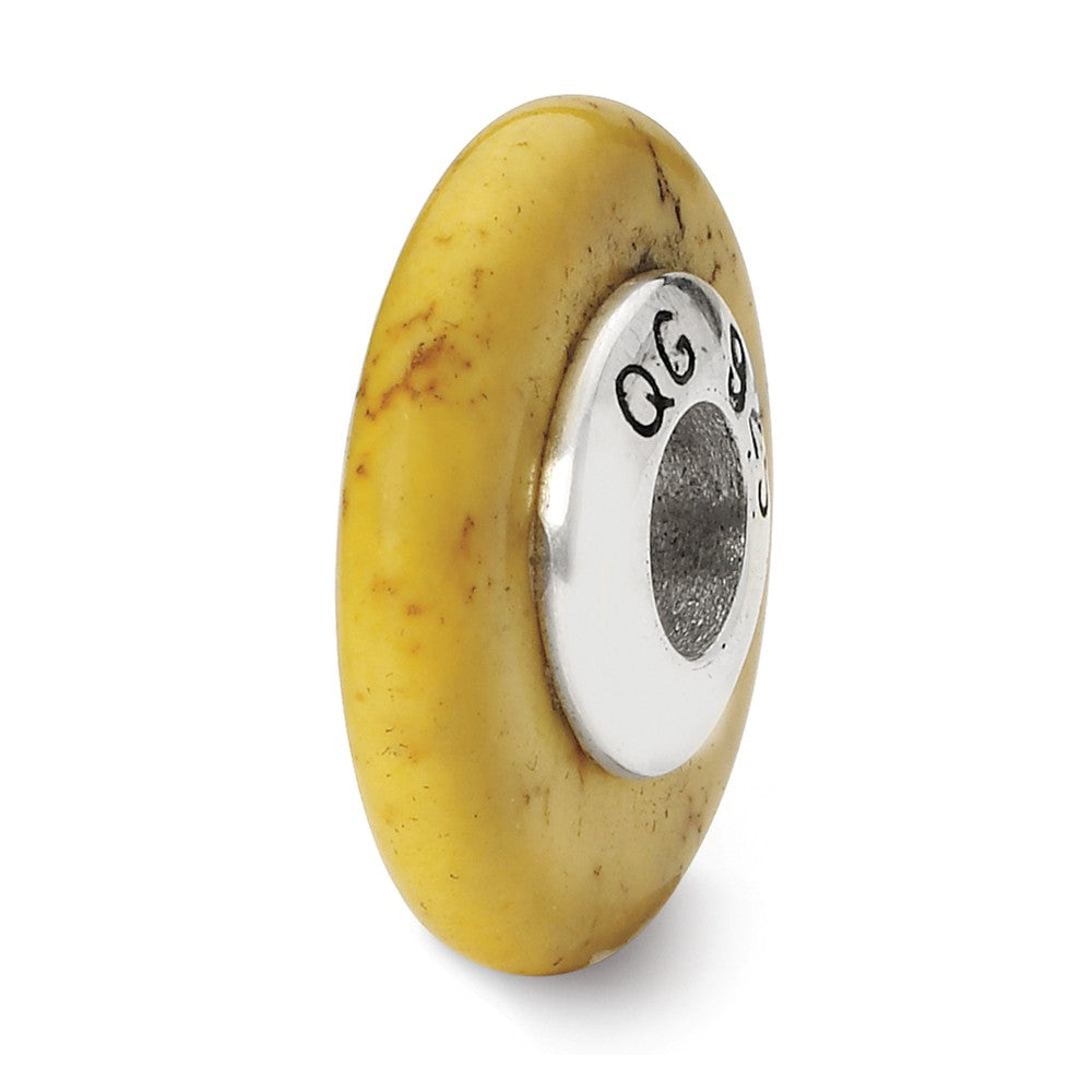 Yellow Magnesite Stone &amp; Sterling Silver Bead Charm, 15mm, Item B10359 by The Black Bow Jewelry Co.