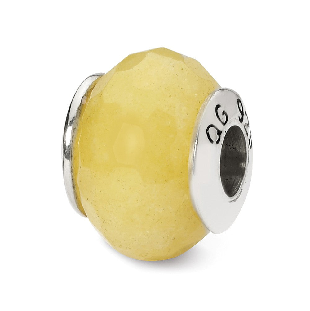 Yellow Quartz Stone &amp; Sterling Silver Bead Charm, 10mm, Item B10380 by The Black Bow Jewelry Co.