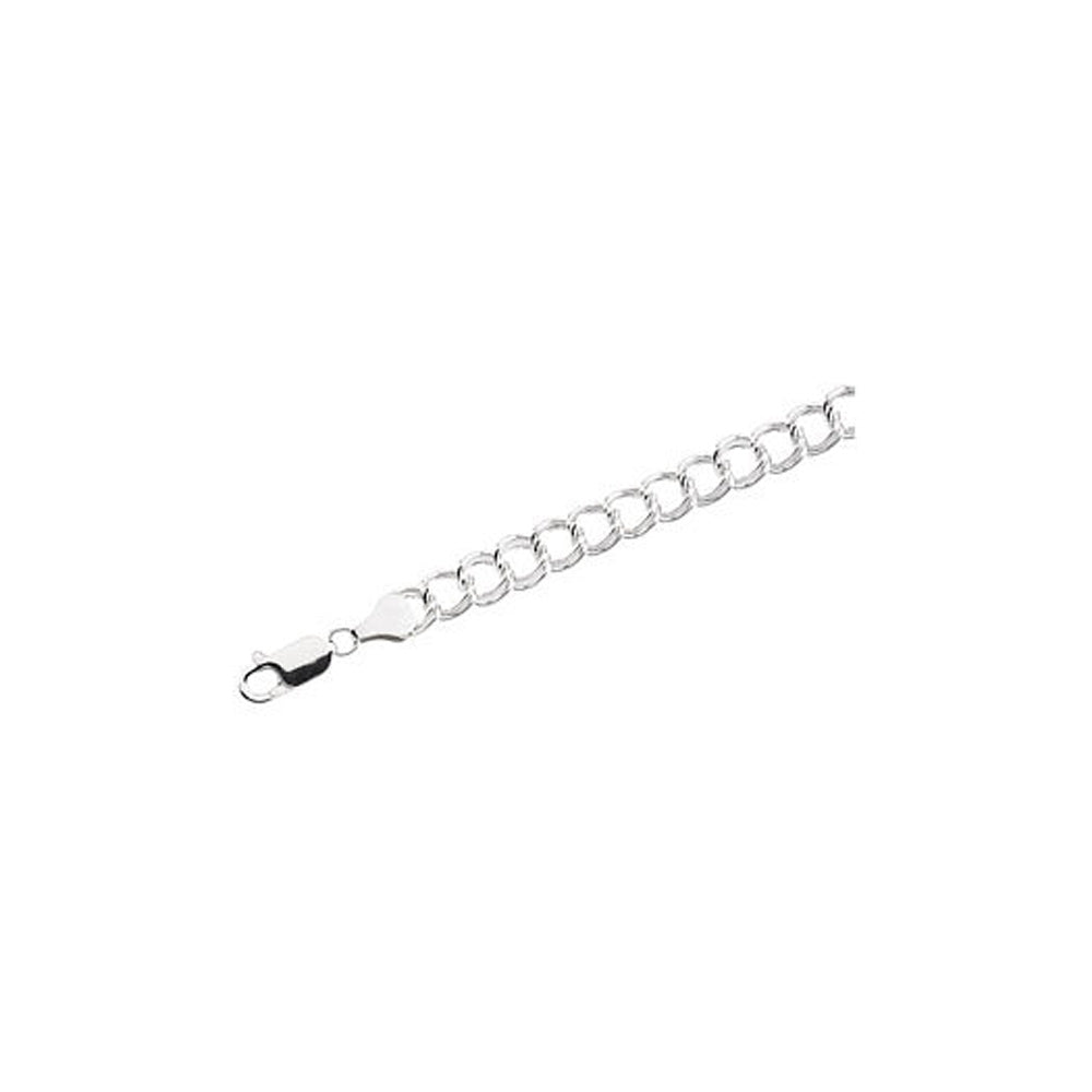 Sterling Silver 7mm Double Curb Chain Charm Bracelet, 7 Inch, Item B11370-07 by The Black Bow Jewelry Co.