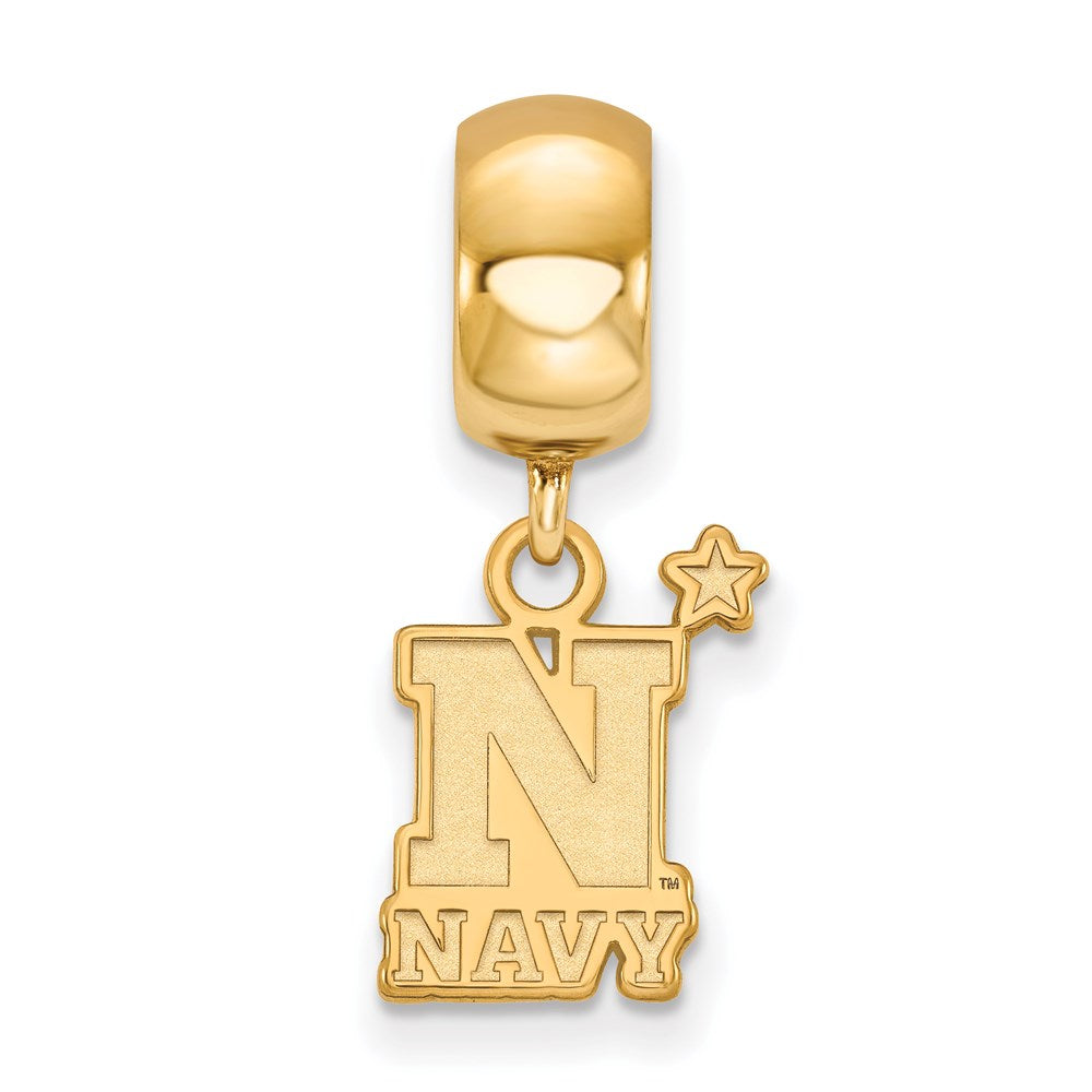 Alternate view of the 14k Gold Plated Silver U.S. Naval Academy Small Dangle Bead Charm by The Black Bow Jewelry Co.