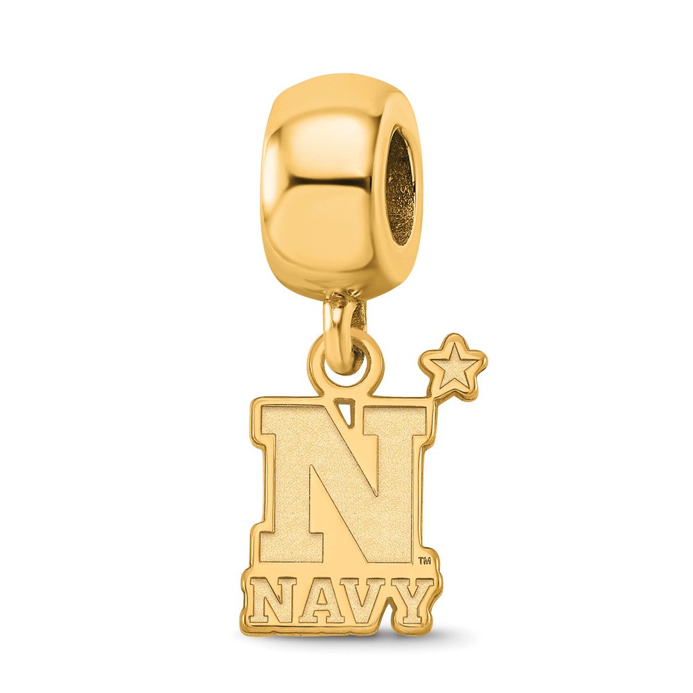 14k Gold Plated Silver U.S. Naval Academy Small Dangle Bead Charm, Item B13712 by The Black Bow Jewelry Co.