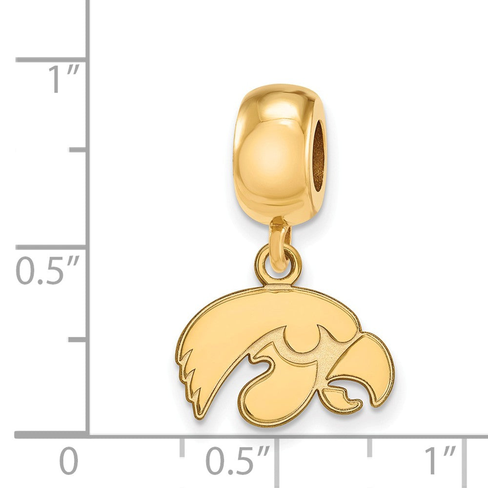 Alternate view of the 14k Gold Plated Silver University of Iowa XS Dangle Bead Charm by The Black Bow Jewelry Co.