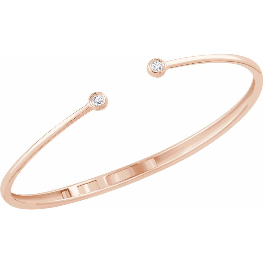14k Yellow, White or Rose Gold Diamond Hinged Cuff Bracelet, 7 Inch, Item B15720 by The Black Bow Jewelry Co.