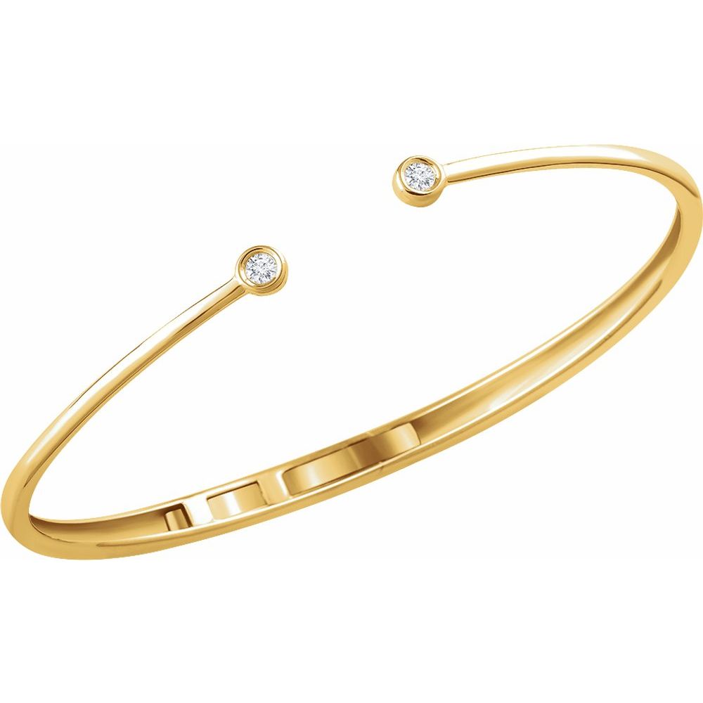 Alternate view of the 14k Yellow, White or Rose Gold Diamond Hinged Cuff Bracelet, 7 Inch by The Black Bow Jewelry Co.