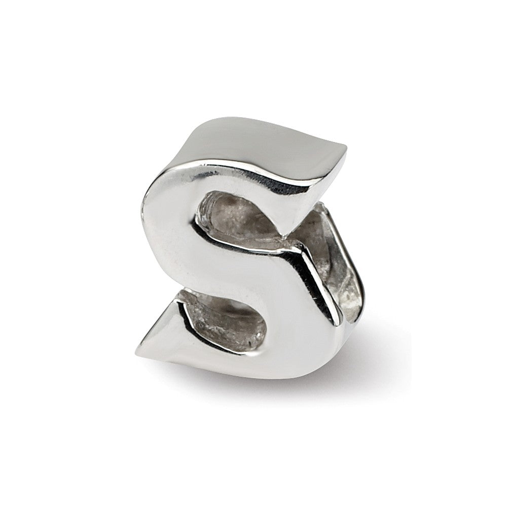 Sterling Silver Letter S Polished Bead Charm, 10mm, Item B8678 by The Black Bow Jewelry Co.