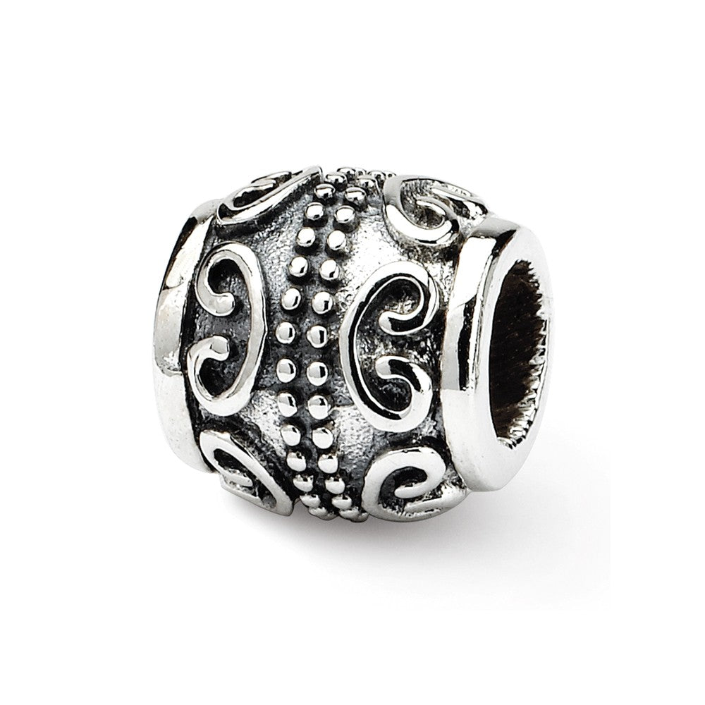 Sterling Silver Embossed Scroll Bali Bead Charm, Item B8768 by The Black Bow Jewelry Co.