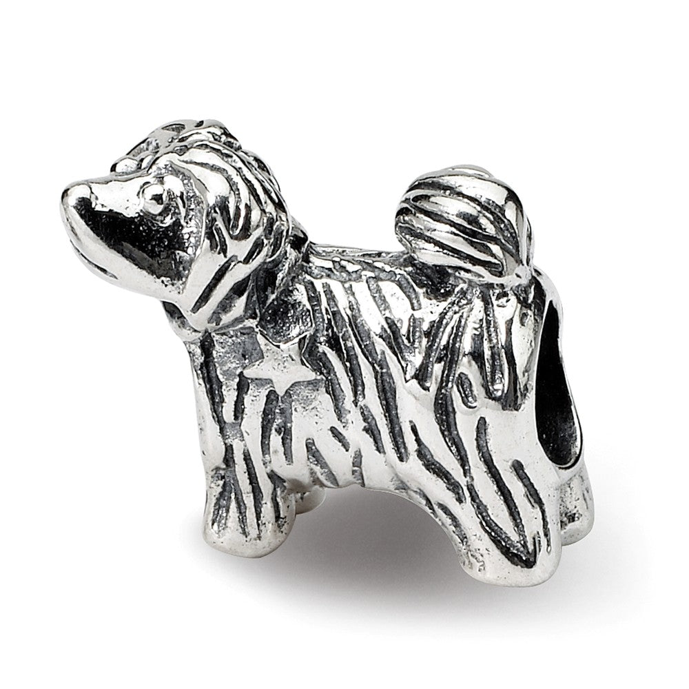 Sterling Silver Puppy with Tail Wagging Bead Charm, Item B8851 by The Black Bow Jewelry Co.