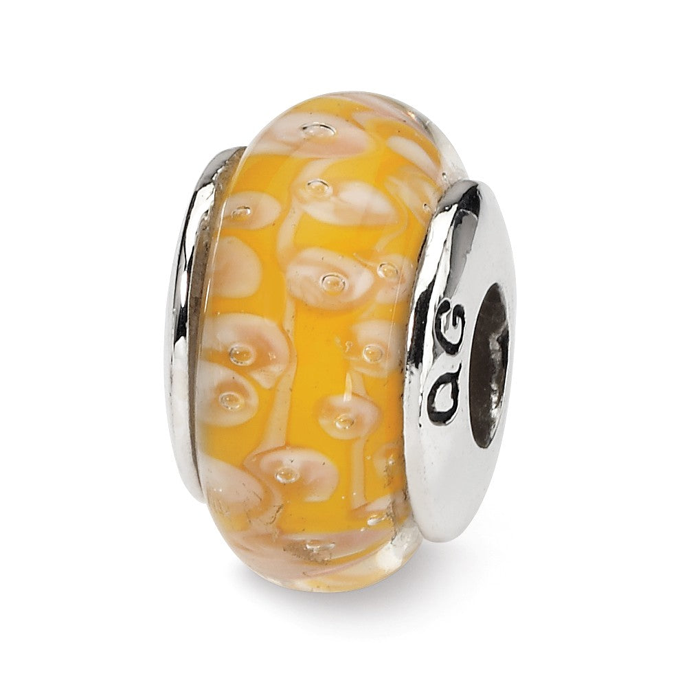 Yellow Glass &amp; Sterling Silver Bead Charm, Item B9104 by The Black Bow Jewelry Co.