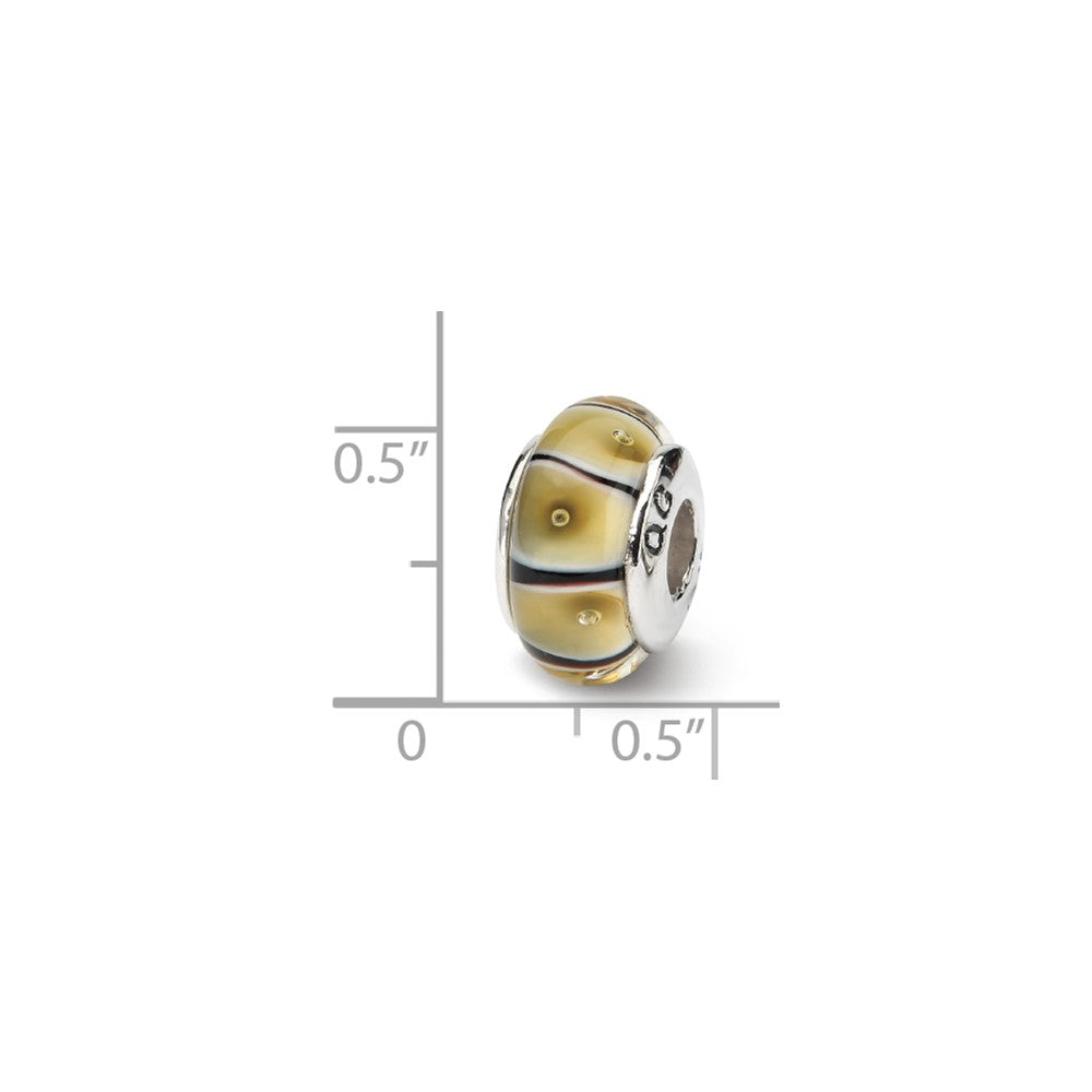 Alternate view of the Yellow Striped Glass Sterling Silver Bead Charm by The Black Bow Jewelry Co.