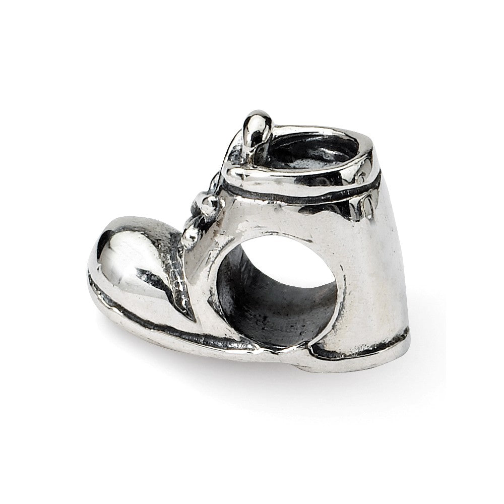 Alternate view of the Sterling Silver Baby Shoe Bead Charm by The Black Bow Jewelry Co.
