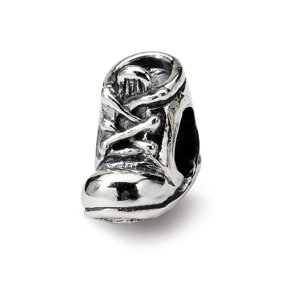 Sterling Silver Baby Shoe Bead Charm, Item B9273 by The Black Bow Jewelry Co.