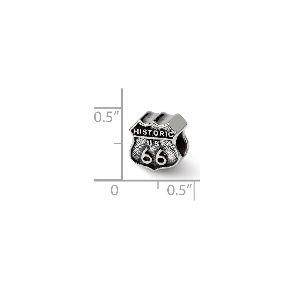 Alternate view of the Sterling Silver Route 66 Bead Charm by The Black Bow Jewelry Co.