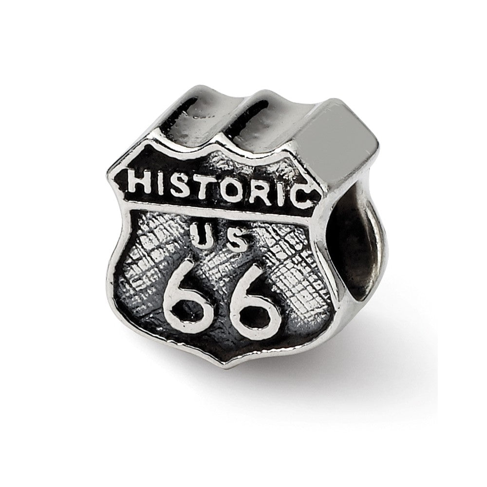 Sterling Silver Route 66 Bead Charm, Item B9370 by The Black Bow Jewelry Co.