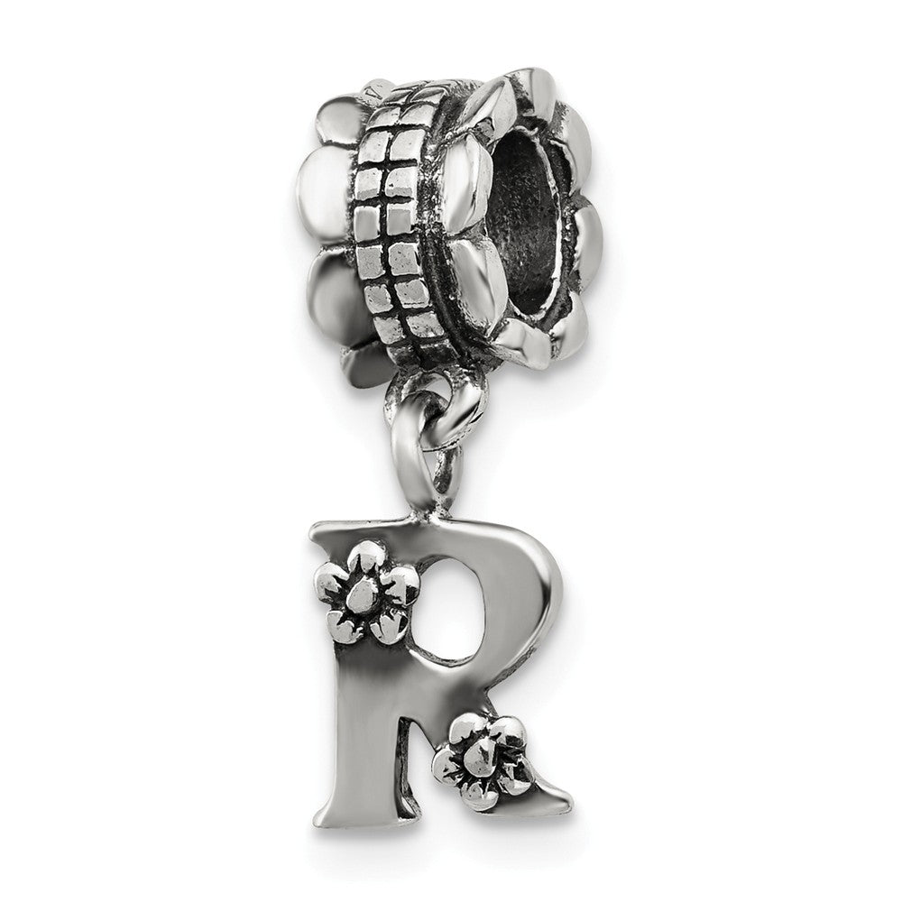 Sterling Silver Letter R, Dangle Bead Charm, Item B9800 by The Black Bow Jewelry Co.