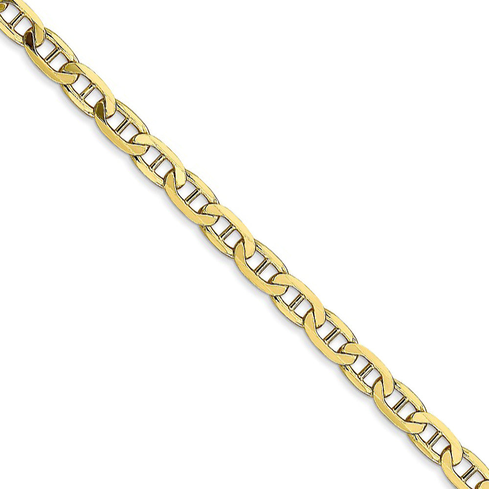 10k Yellow Gold 3.75mm Solid Concave Anchor Chain Necklace