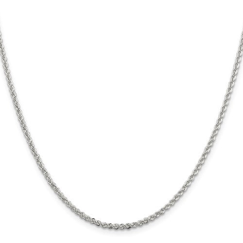 Alternate view of the 2.25mm Sterling Silver Classic Solid Rope Chain Necklace by The Black Bow Jewelry Co.