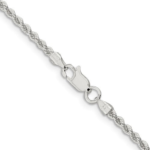 Alternate view of the 2.25mm Sterling Silver Classic Solid Rope Chain Necklace by The Black Bow Jewelry Co.