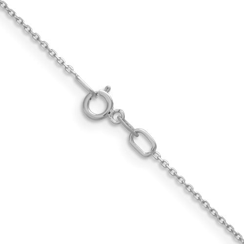 Alternate view of the 0.8mm 14K White Gold Solid Diamond Cut Rolo Chain Necklace by The Black Bow Jewelry Co.