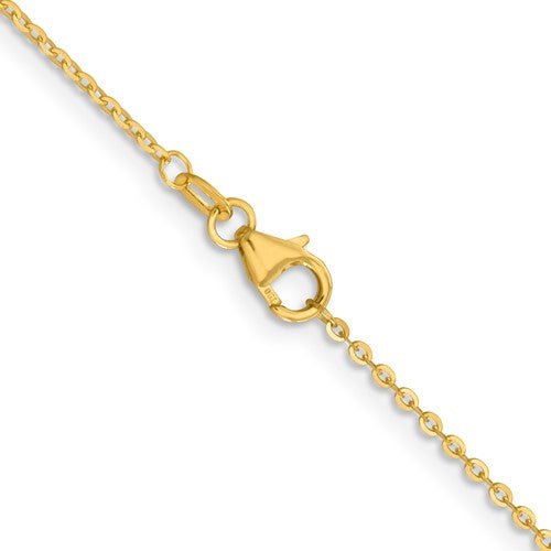 Alternate view of the 1.5mm 18K Yellow Gold Diamond Cut Solid Cable Chain Necklace by The Black Bow Jewelry Co.