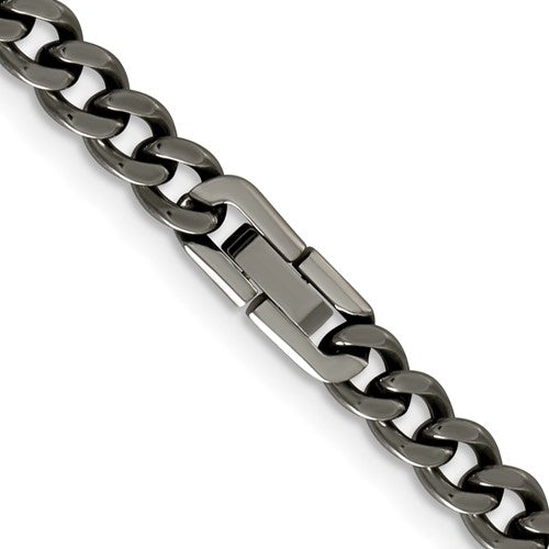 Alternate view of the Men&#39;s 7.5mm Titanium Polished Classic Curb Chain Necklace by The Black Bow Jewelry Co.