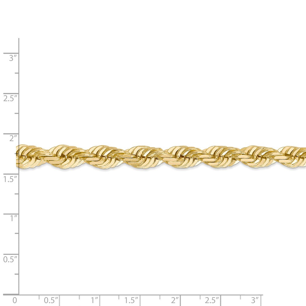 Alternate view of the Men&#39;s 7mm, 14k Yellow Gold, Diamond Cut Rope Chain Bracelet, 9 Inch by The Black Bow Jewelry Co.