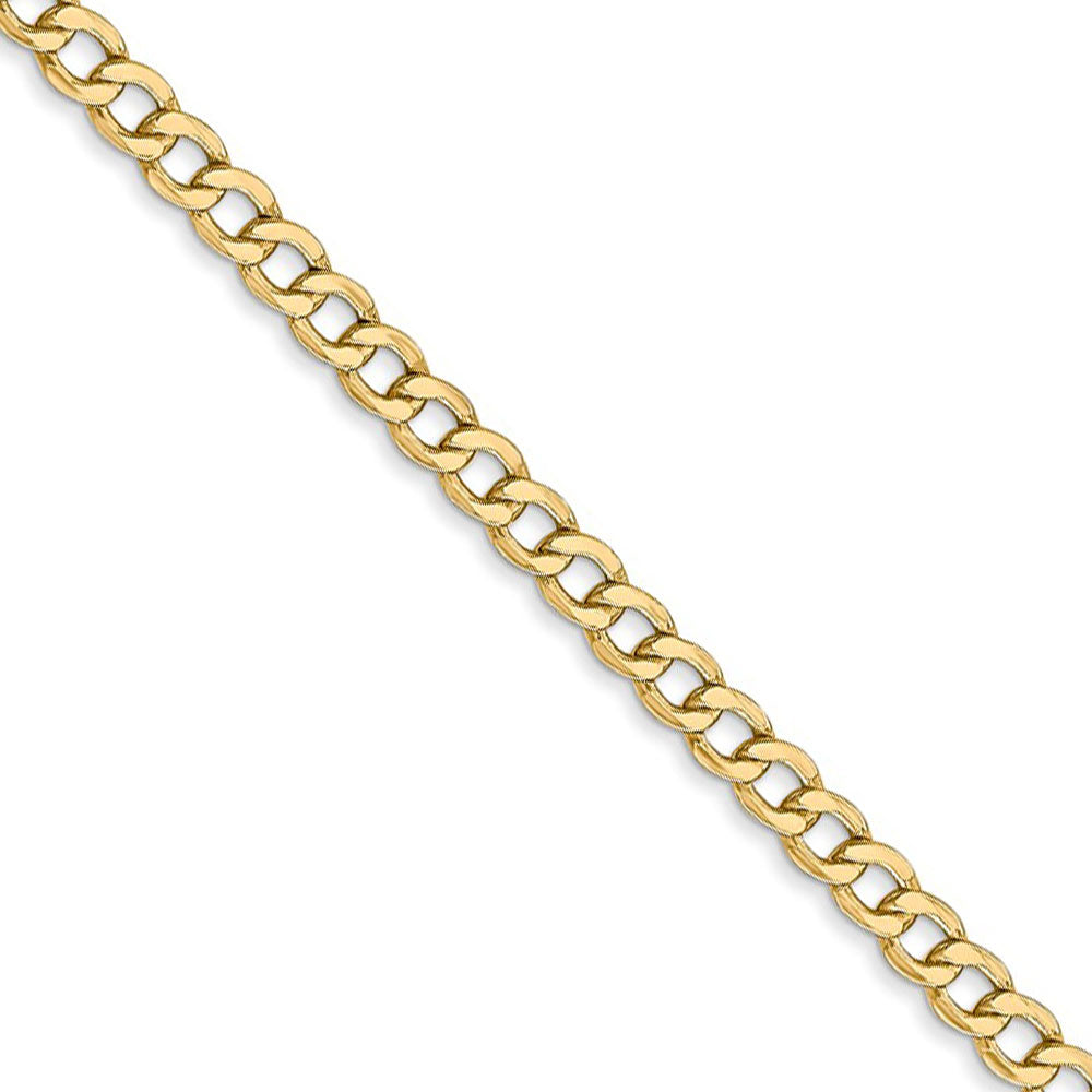 3.35mm, 14k Yellow Gold, Hollow Curb Link Chain Necklace - The