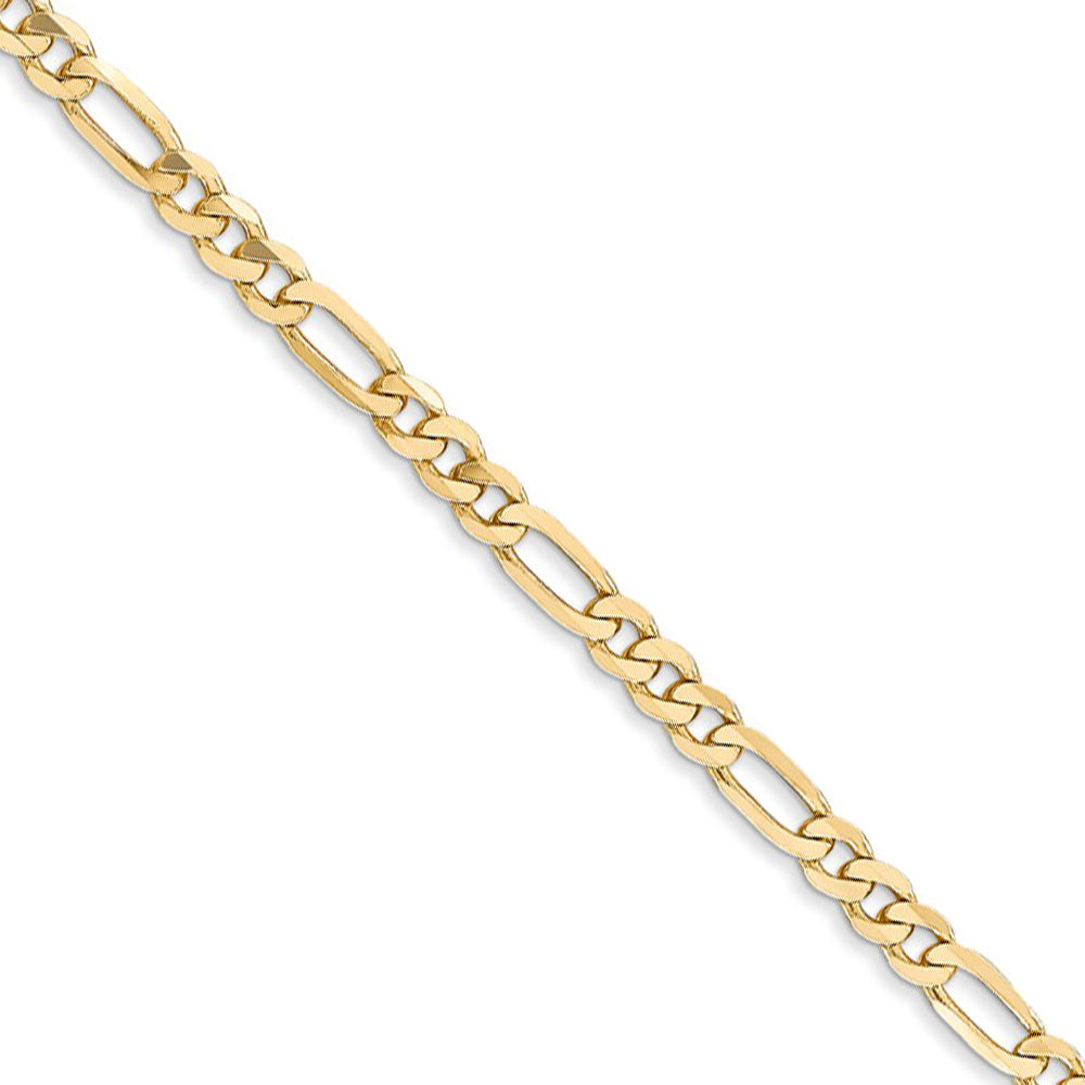 3mm, 14k Yellow Gold, Flat Figaro Chain Necklace