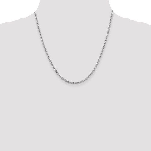 Alternate view of the 3mm, 14k White Gold Diamond Cut Solid Cable Chain Necklace by The Black Bow Jewelry Co.