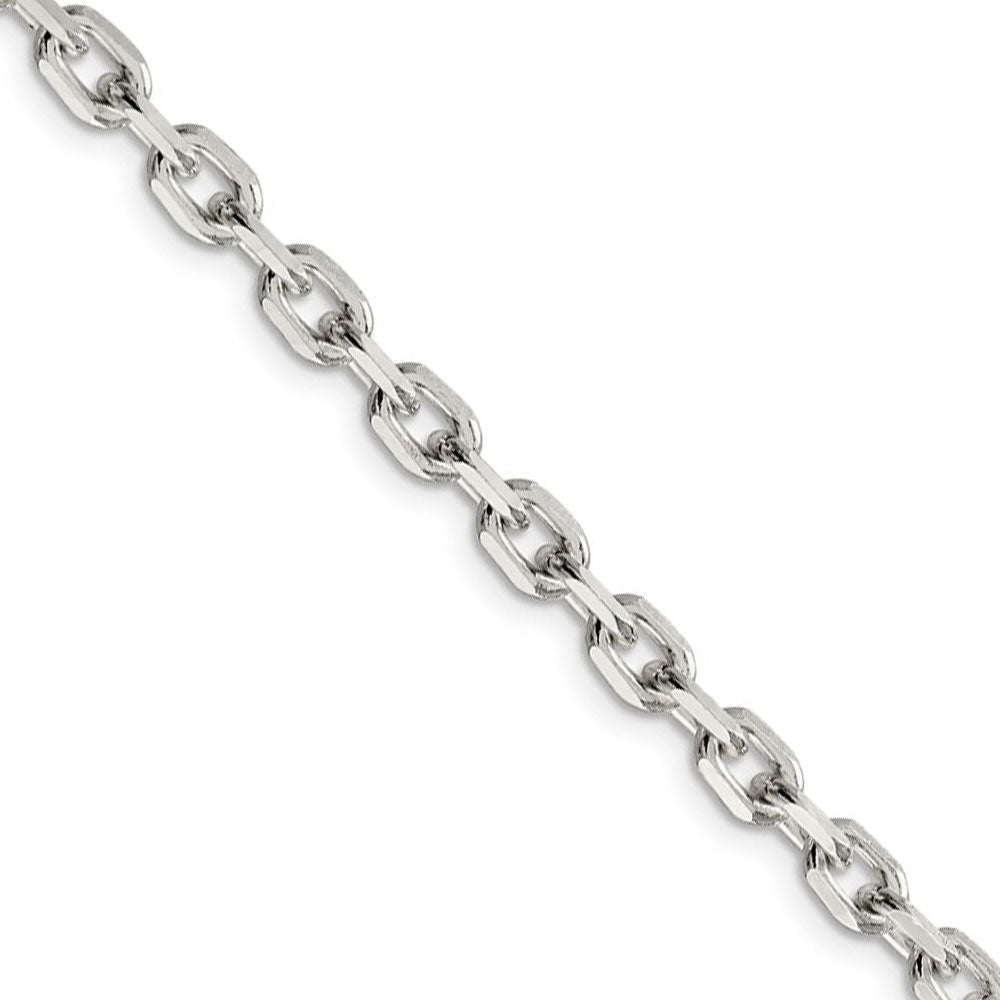 4.9mm Sterling Silver Solid Beveled Oval Cable Chain Necklace, Item C8658 by The Black Bow Jewelry Co.