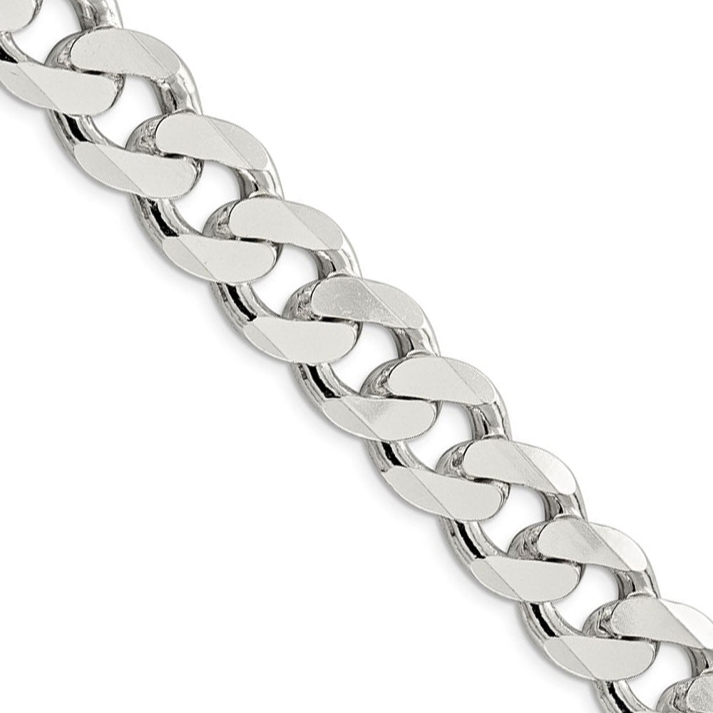 Men&#39;s 15mm, Sterling Silver Solid Flat Curb Chain Necklace, Item C8664 by The Black Bow Jewelry Co.