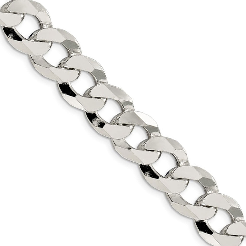 Men&#39;s 13mm Sterling Silver Solid Beveled Curb Chain Necklace