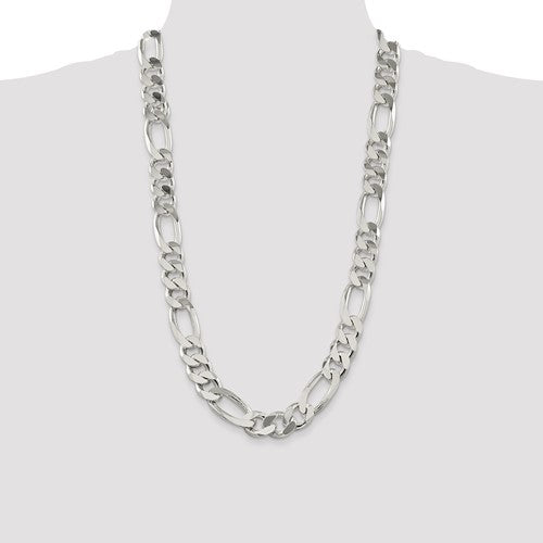 Alternate view of the Men&#39;s 15mm, Sterling Silver, Solid Figaro Chain Necklace by The Black Bow Jewelry Co.