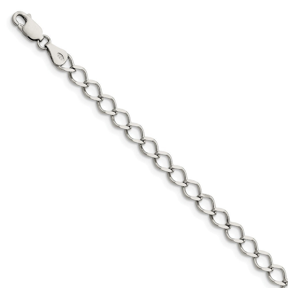5.75mm Sterling Silver Solid Fancy Open Curb Chain Bracelet