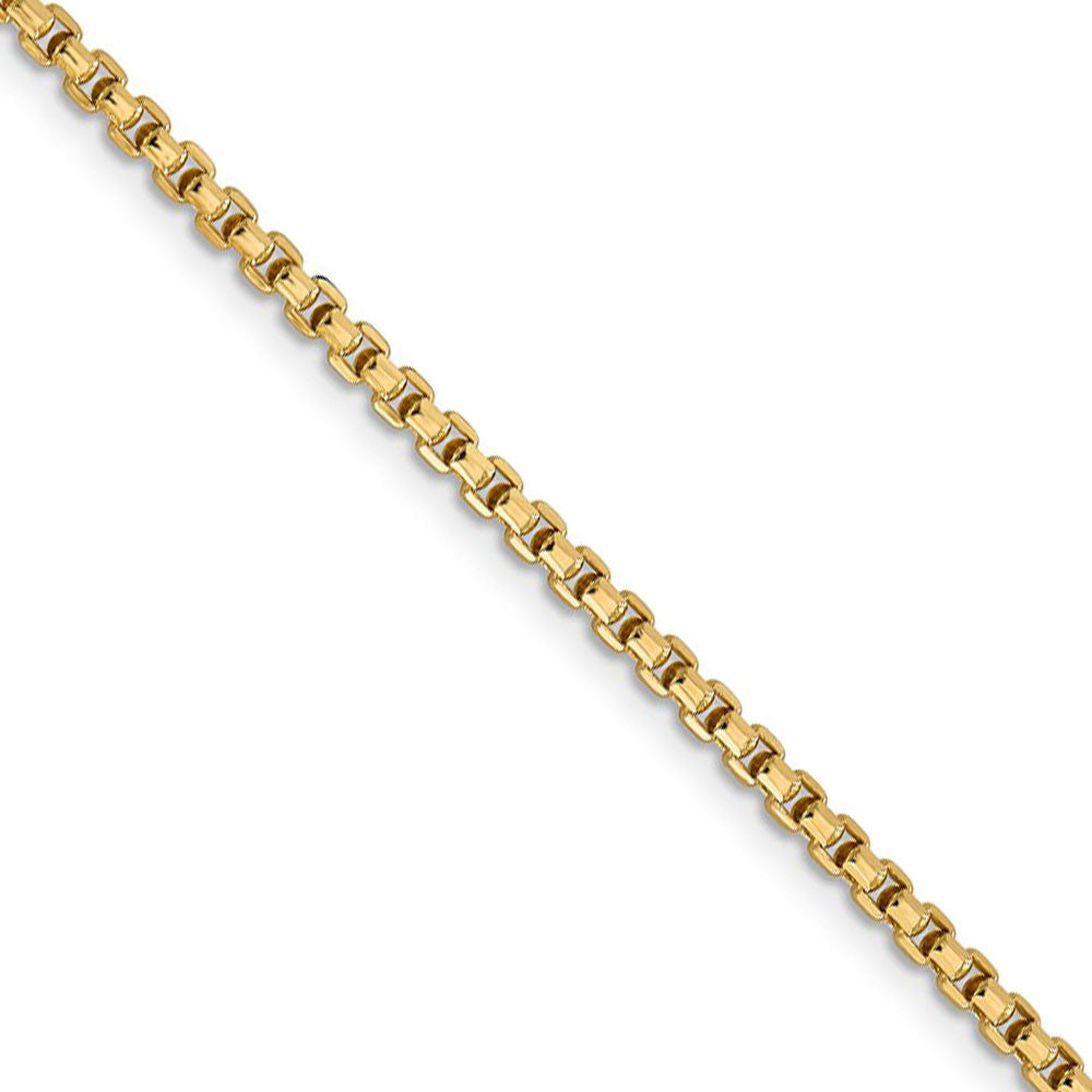 2.45mm 14k Yellow Gold Hollow Round Box Chain Necklace