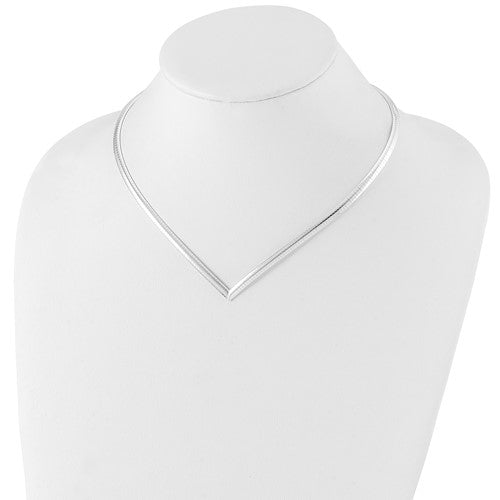 Alternate view of the 4mm Sterling Silver V-shaped Cubetto Chain Necklace, 17 Inch by The Black Bow Jewelry Co.