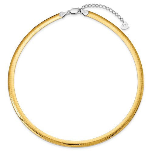 Alternate view of the 6mm Sterling Silver &amp; 14k Gold Plated Omega Chain Necklace, Adjustable by The Black Bow Jewelry Co.