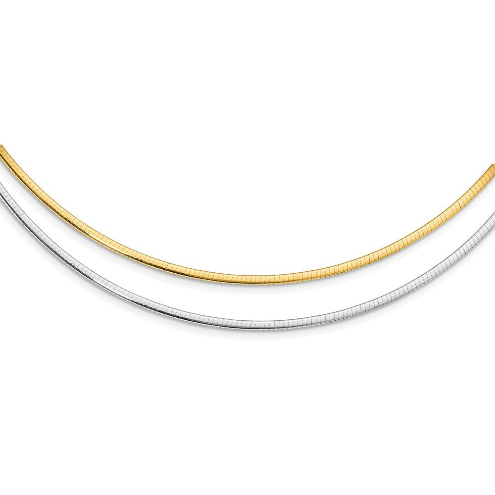 2mm 14k Two Tone Gold Reversible Adjustable Omega Necklace 16-20 Inch, Item C9944 by The Black Bow Jewelry Co.
